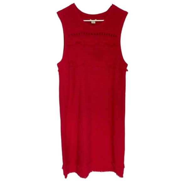 J. CREW Red Fringe Sleeveless Sweater Dress for Valentine’s Day Size XL - Picture 1 of 8
